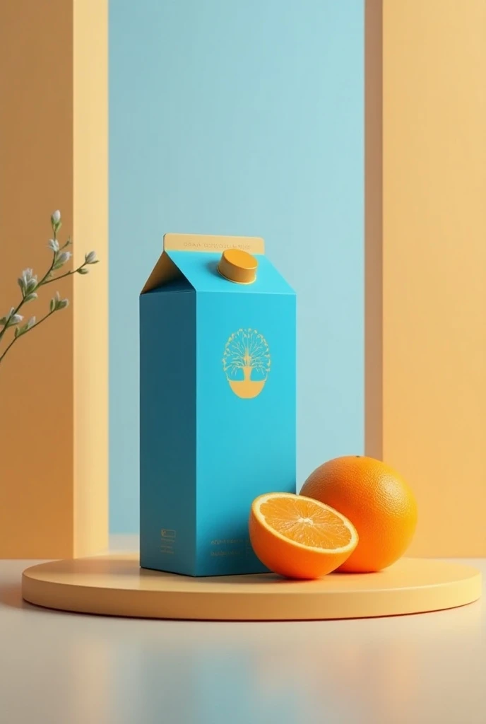 Orange juice in a blue box, brand E Tan