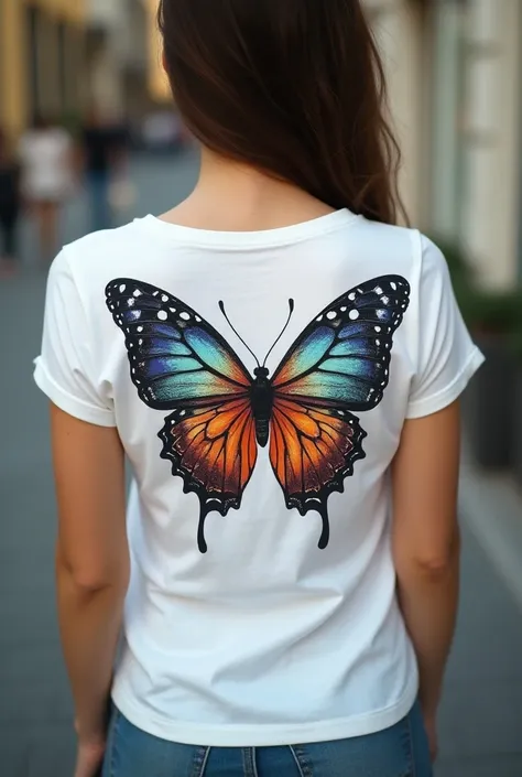 T shirt with butterfly back print