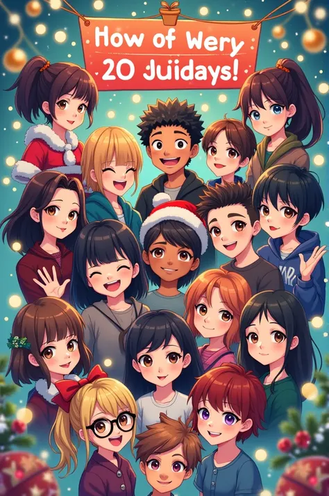 Create a Christmas Countdown Poster for the Class of STEM25, heres the characteristics of each student.

1. A 54 in height girl with pale skin, has a wolf cut hairstyle.
2. A 55 in height bisexual girl whose hair is always in a ponytail, morena skin and al...