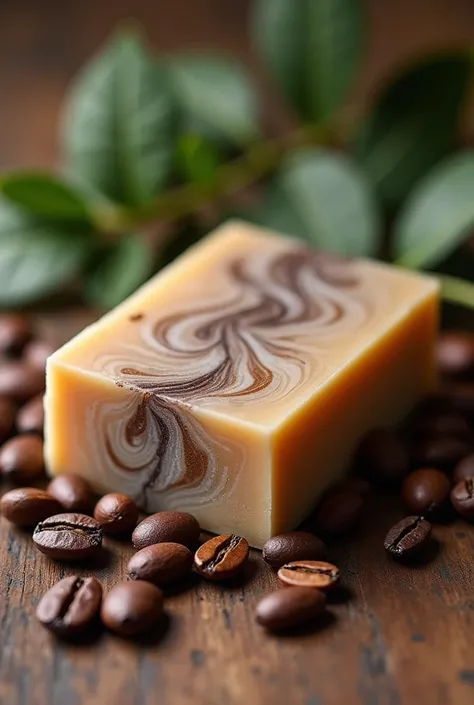  show me the creation of a soap based on coffee beans, Cedar leaves and grapefruit oil 
