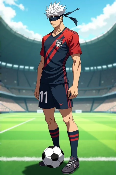 Satoru Gojo in soccer clothes 