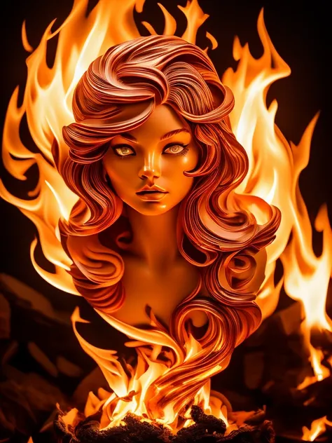 fire statue of a woman，real,Bling background，fire clear colors，Transparent statue，transparent color, masterpiece，（best quality：1.3）， full body high resolution, Best Quality, accurate,  multi-view , live-action,Genuine,photograph,,1 girl,beautiful eyes,perf...