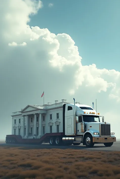 Semi towing White House 