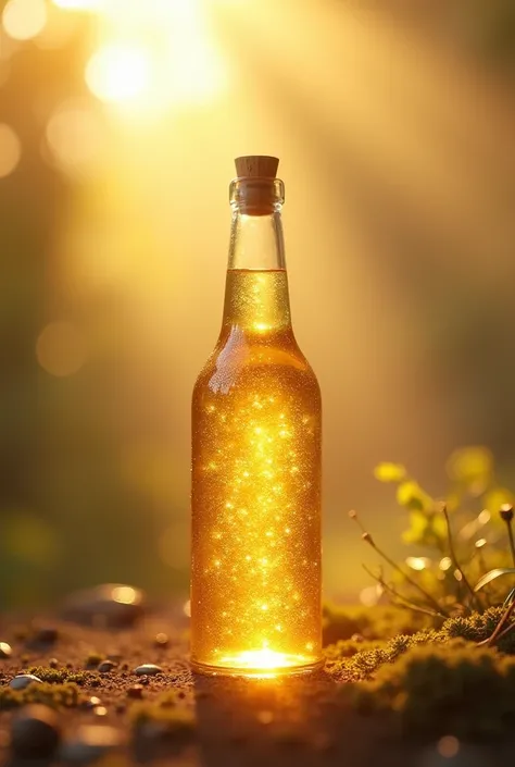 glucose bottle with background of sunrays