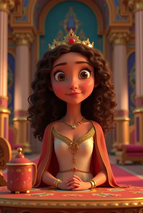 be. It could generate a Pixar-style cartoon of Queen Esther with curly hair and brown eyes? Could you give me another example?