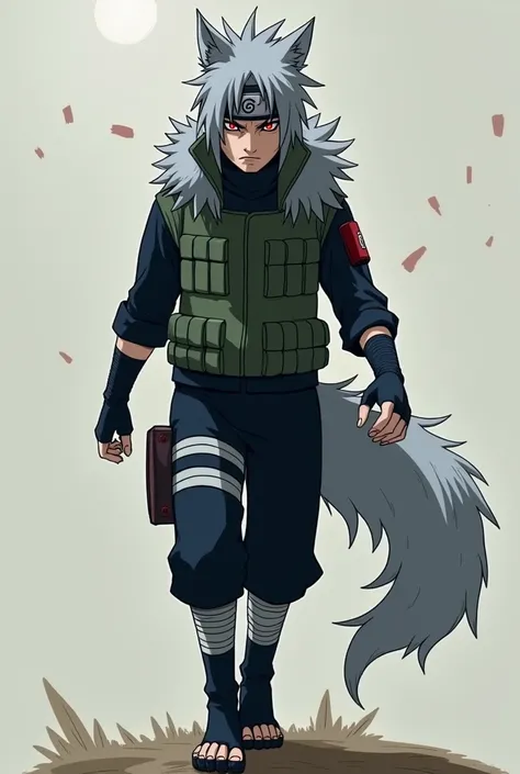 Heres a picture prompt for a Kakashi Hatake and wolf hybrid:

---

**Picture Prompt:**

Picture Kakashi Hatake, but with a striking transformation into a wolf hybrid. His silver hair becomes wild and shaggy, resembling the thick fur of a wolf, extending in...