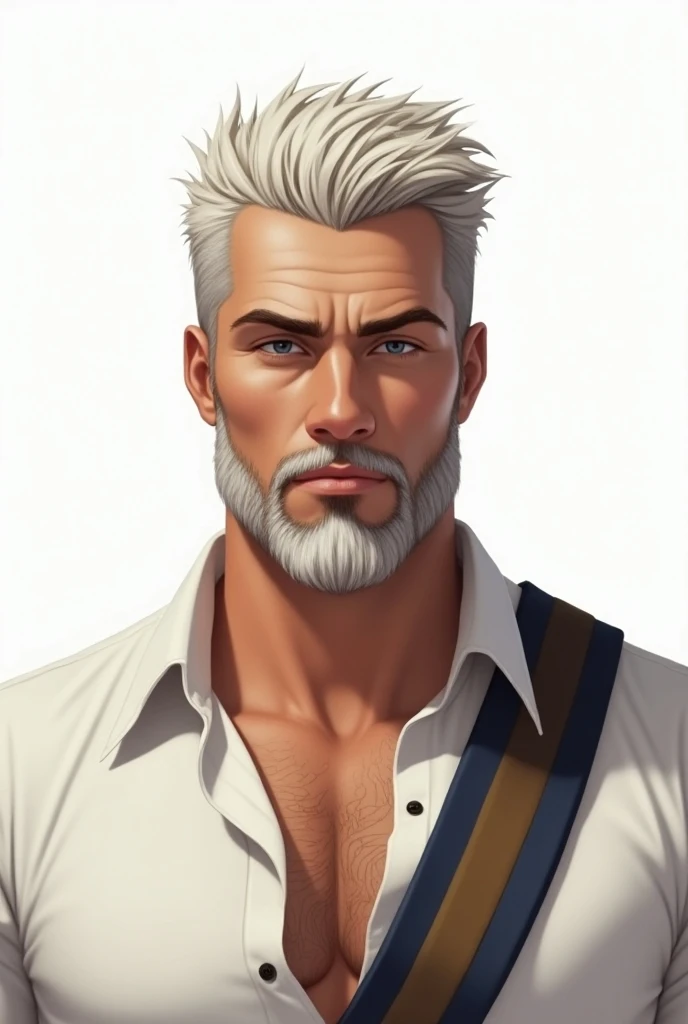  1 adult under 50, Handsome, trang phục thay thế, only, beard,  facial hair , beard quai nón hơi dài, Platinum hair,  hidden hero ,  high resolution ,  bushy eyebrows , look forward to , tập trung vào nam, adult males,  muscular men ,  white shirt 2 button...