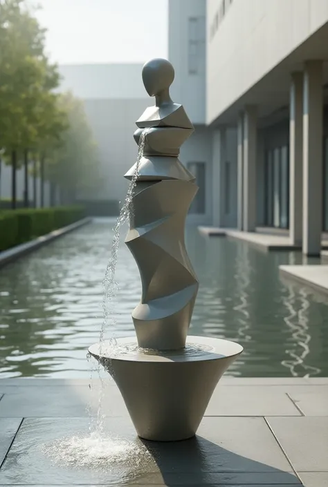 a minimalist multi-storey water fountain figure c