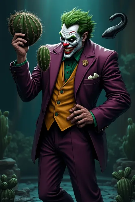 Joker with a cactus and an animated black heart