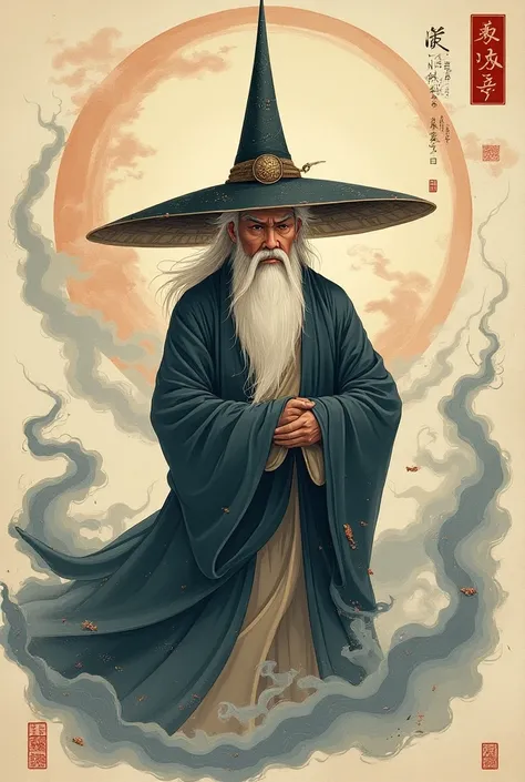 Design a family emblem of a Chinese wizard