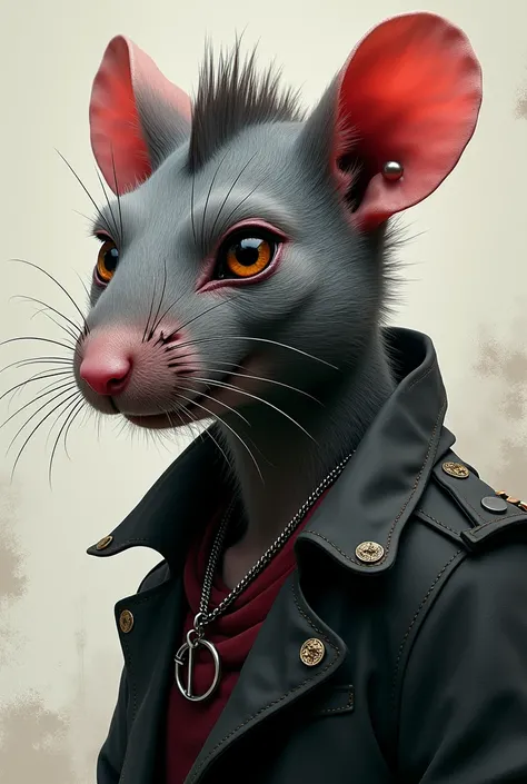 Rat with ear piercing and buzzcut