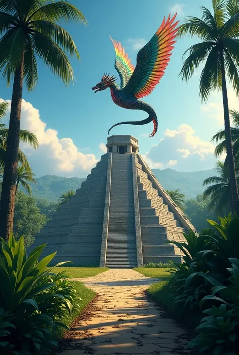 You can draw a picture of a pyramid and a Quetzalcoatl 