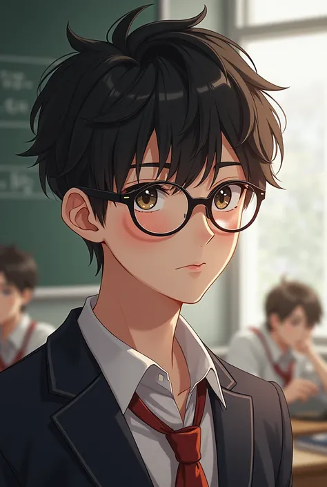 student male M .Finally, put on anime glasses, lets be more realistic and not remove the background. Ask for several styles, change my hair.