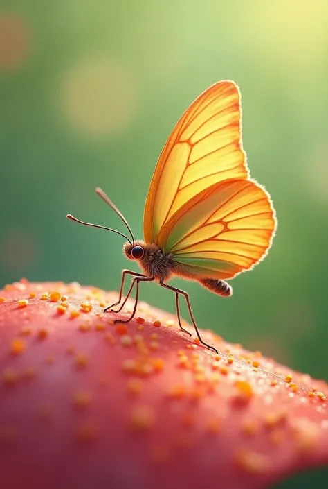 Butterfly taste through feet illustration 