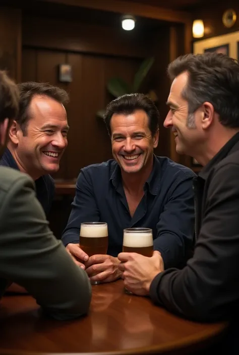 Send photo of Tom Hanks , John Travolta and Mel Gibson drinking beer together 