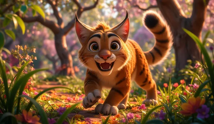     Disney animal lynx  .
 Its tail closes its way when it wants to rest
But soon he comes back he cant stop
Go through the entire forest from one corner to the other
The lynx is the master of rhythm and royo