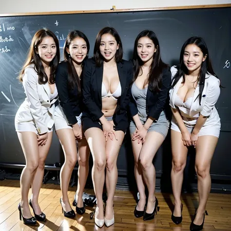 shirtless woman:1.4、((:1.4)),exposing her breasts:1.4、  female teacher squirt in front of a blackboard during class、female teach...