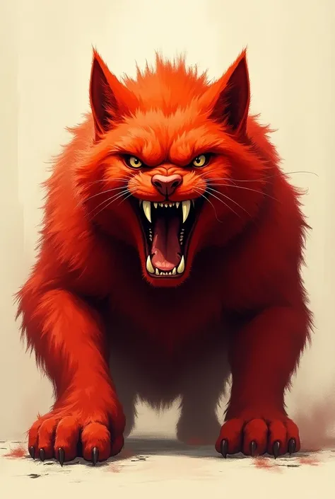 Very hairy and angry red cat