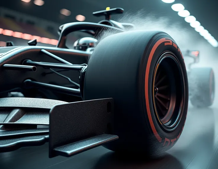 Spinning F1 car tire 