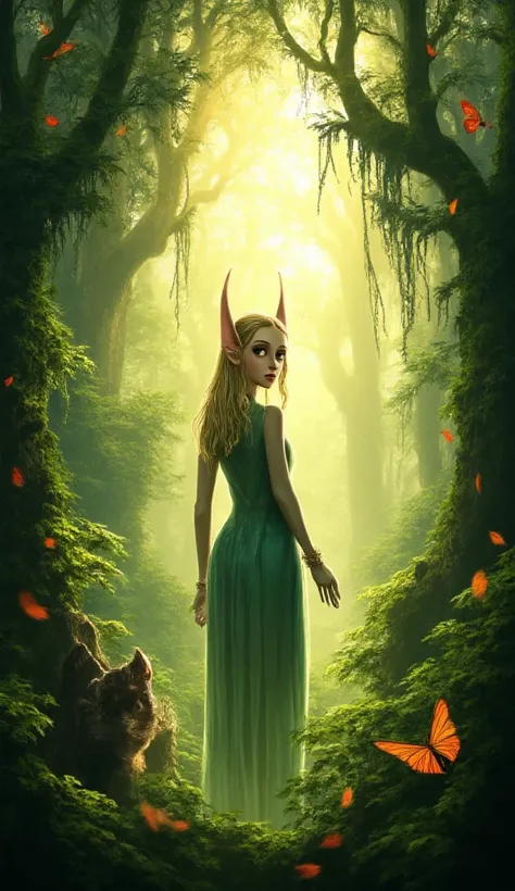 Female elf in myth jungle