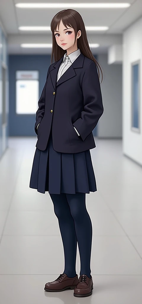 Schoolgirl wear navy tights 