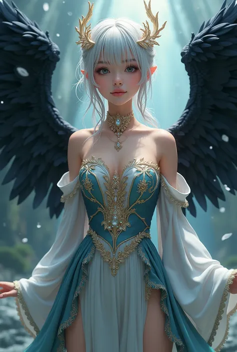  Anime Beautiful Girl、 upper body is a lasting costume、Lower body is T-back black wings 