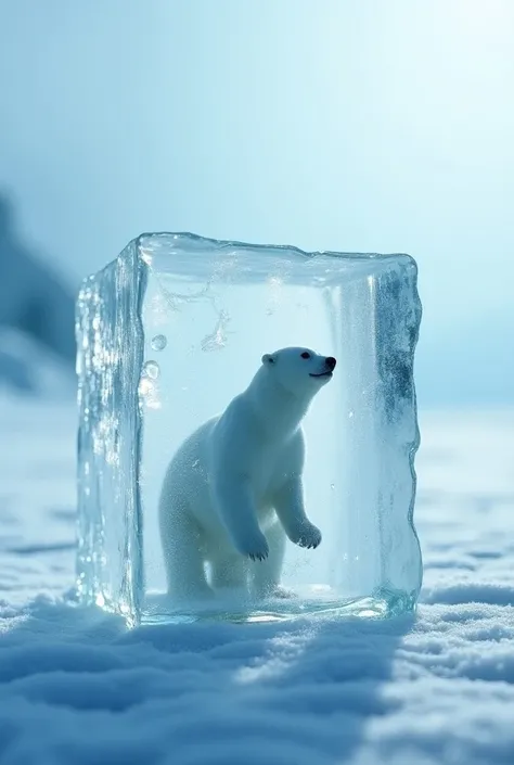 the animal is inside ice block