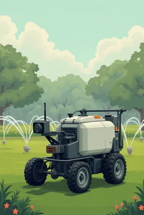 Create a mobile irrigation system that can be seen by a person controlling it with a remote control