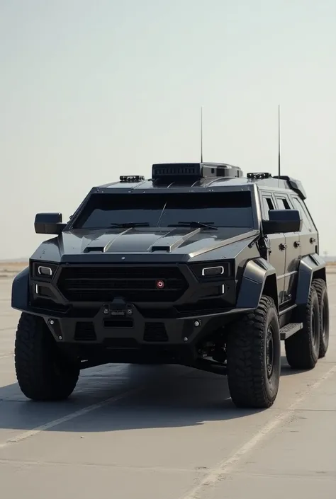 An armored military car , all black,  perfect and detailed body, realistic.