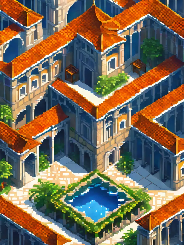 a close up of a building, beautiful detailed pixel art, detailed pixel art, detailed pixel artwork, isometric pixelart, isometri...