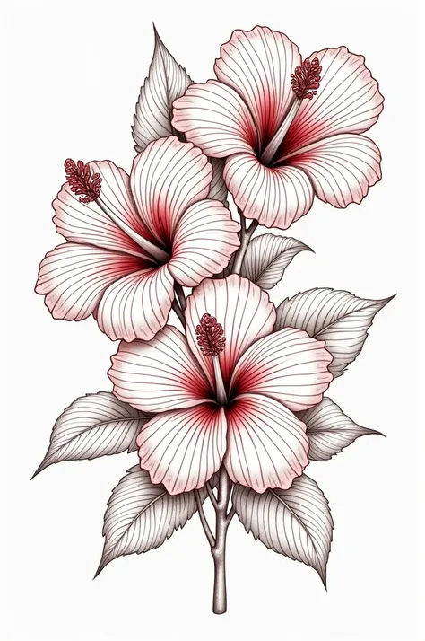 bunch of hibiscus (line art and shading)