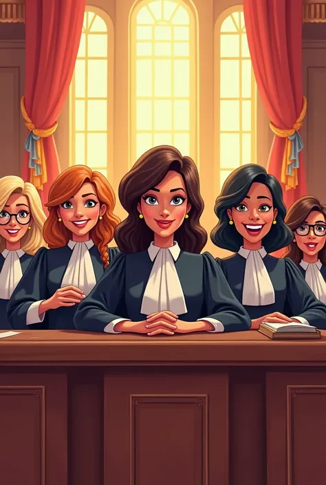 Female judges cartoon animation 