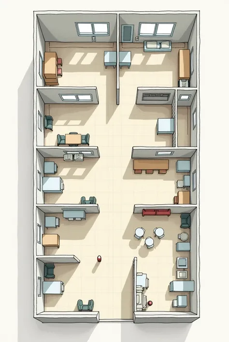 "Faça um background", "Plan of a school full of "", "com perspectiva top-down", but " rooms showing the rooms inside and very detailed and without students"