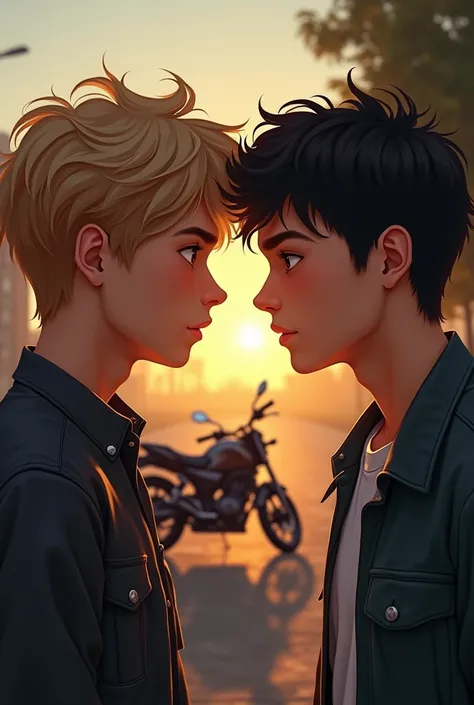 - Photorealistic : " Create a photorealistic book cover for an LGBT youth novel called The Roar of the Heart. The image should show two 18-year-old boys ,  one blond with a sensitive appearance and the other with black hair with a rebellious air , looking ...