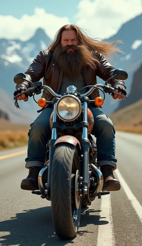 Real Human Long Haired Brown Haired Dwarf Harley-Davidson 