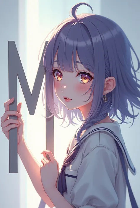 I want to photograph an anime girl with the letter M next to it