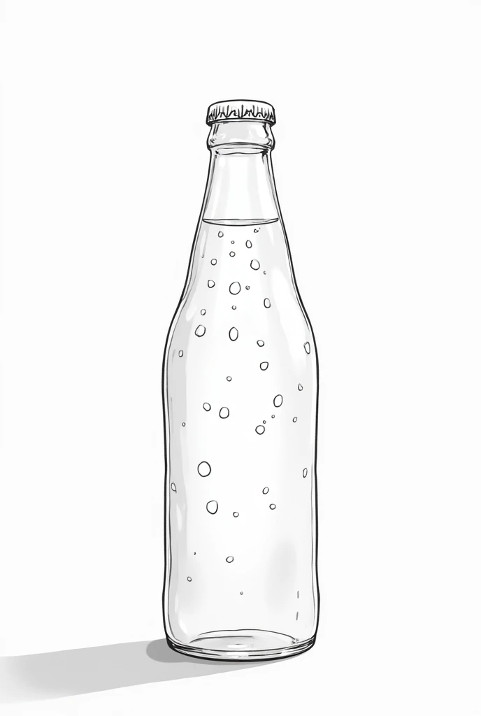 Lineart Close-up of beverage bottle with dew on surface.