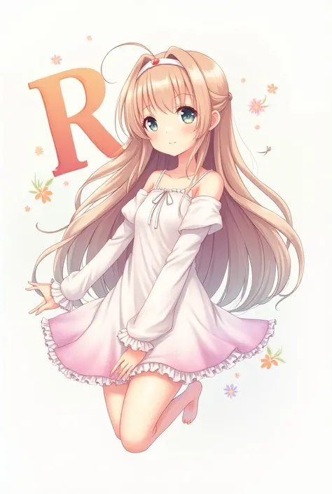 I want a picture of an anime girl with the letter R next to it