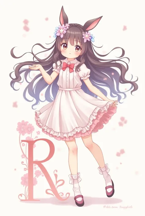 I want a picture of an anime girl with the letter R next to it