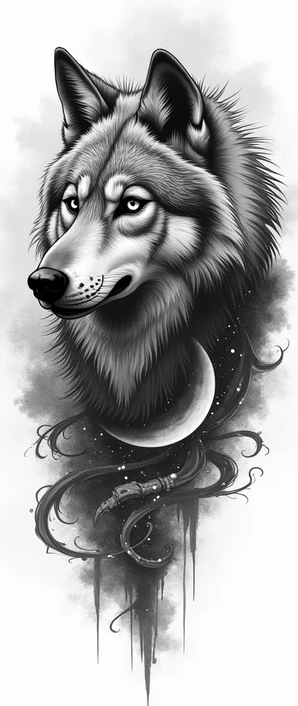 sketch a wolf tattoo