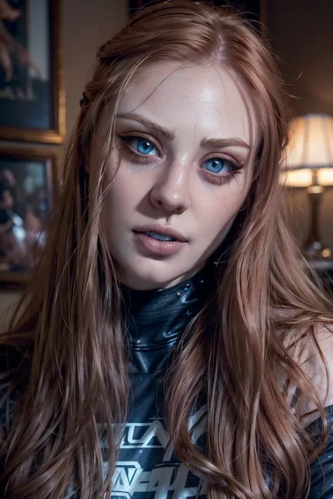 (((ultra realistic))) light mid hair, young, smile , blue eyes, super white pale skin, ((Deborah ann woll)), Photo, masterpiece, top quality, (pale skin), (Ultra detailed face and eyes:1.2), Bright eyes, portrait , (Shy), Country pub in background, beer, r...