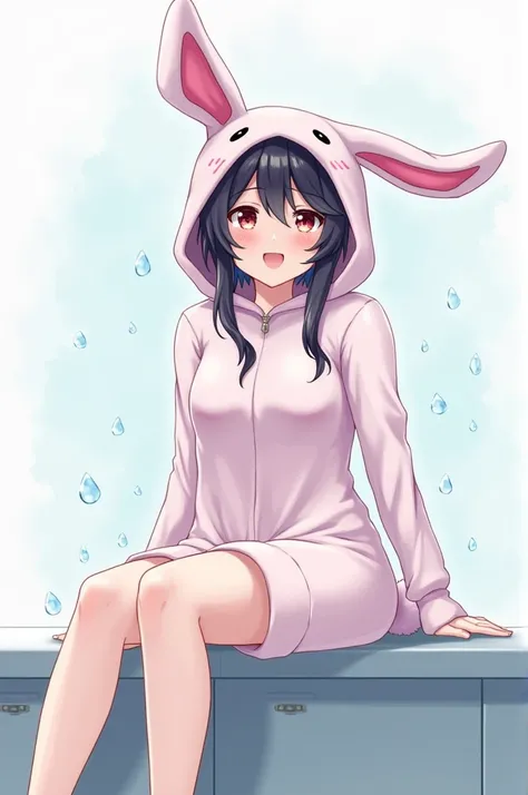 Play Hu Tao in a wet bunny costume on a flat counter 