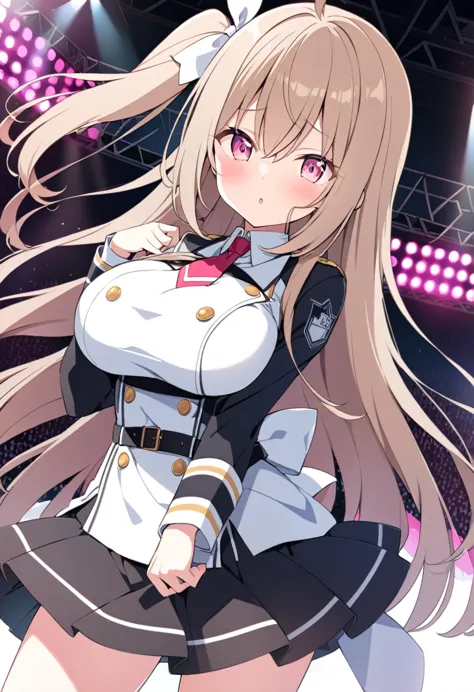 ASAHINAMOMOKO
LIGHT BROWN HAIR, HAIR RIBBON, WHITE RIBBON, ONE SIDE UP, HAIR BETWEEN EYES, VERY LONG HAIR, PINK EYES, , Big Breasts, Live Stage, uniform