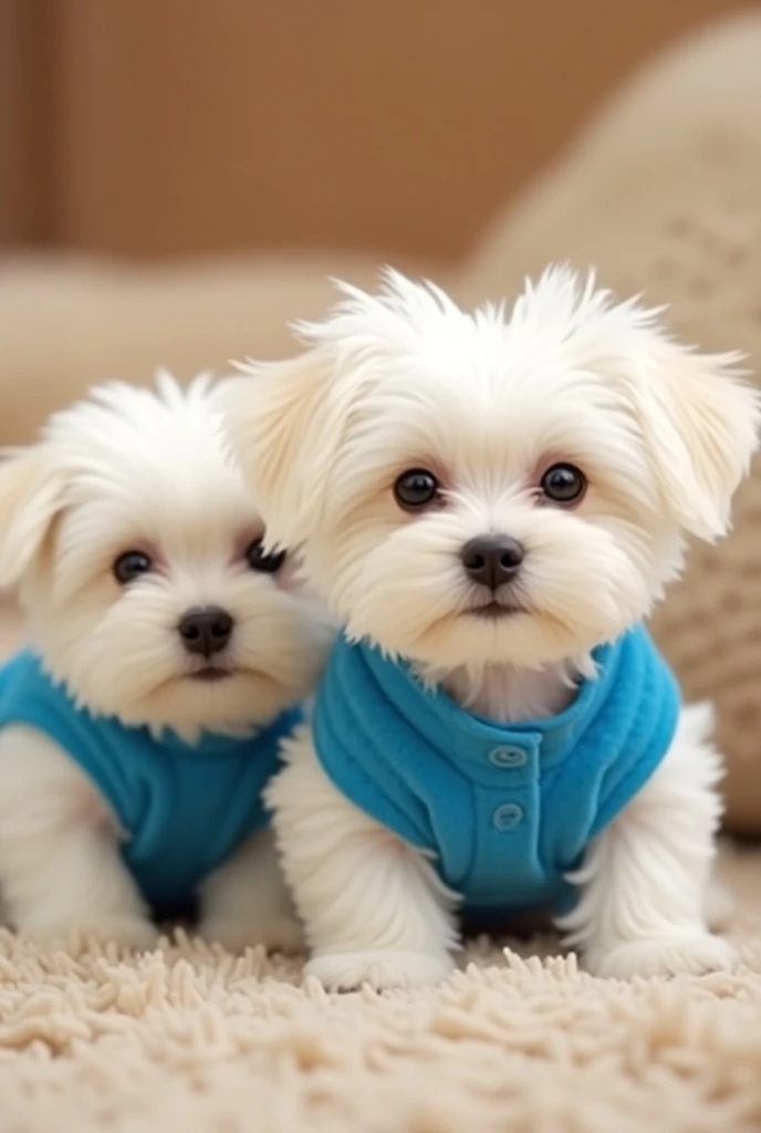 Maltese puppies with blue vests for coloring 