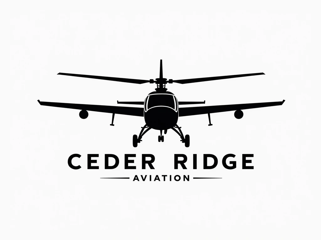 Im in need of a clean, sleek, modern, and minimalistic logo for my company, Ceder Ridge Aviation. The logo should encapsulate our core service - crop spraying with both helicopters and airplanes. It should convey professionalism, precision, and a strong co...