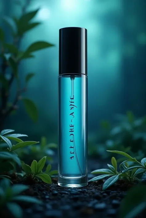 Perfume oil 
With some realistic scenery. The bottle should be like roller type 
In the middle of the bottle the brand name should be displayed. The brand name is Aveline. This brand name should be in blue color