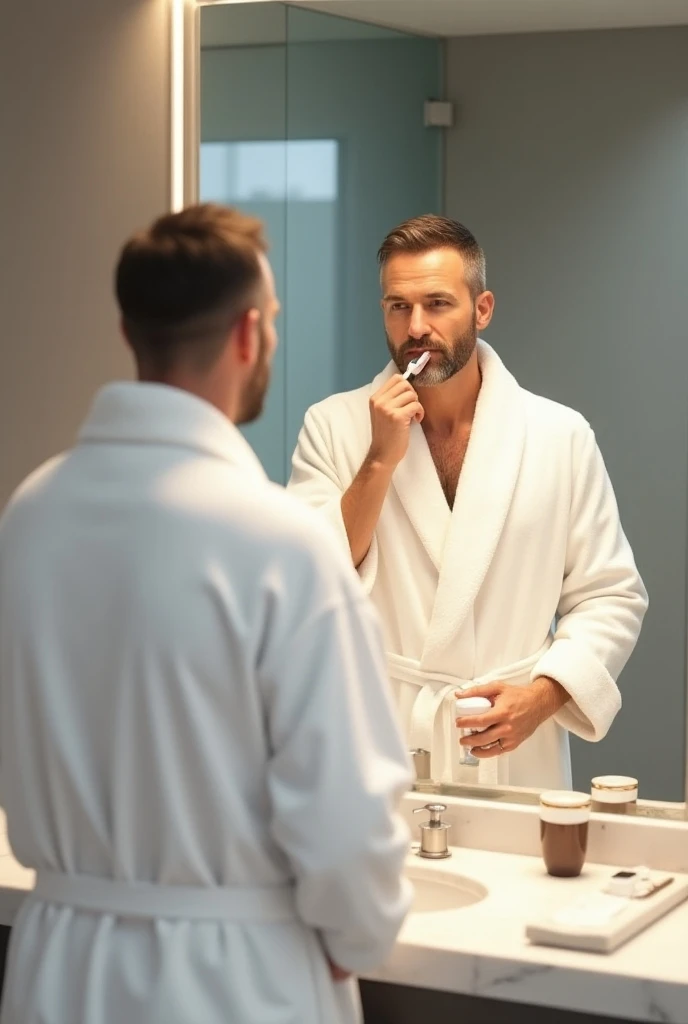 Man brushing his teeth
