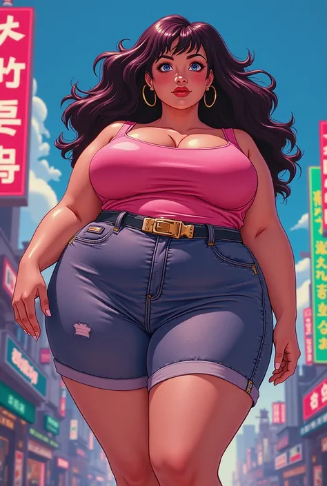 80s style anime chubby tall woman