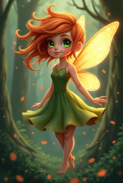 score_9, score_8_up, score_7_up,  detailed face and eyes, fairy with wings, ginger hair, messy hair, dress, fireflies, forest, green eyes, (freckles:0.8) Negative prompt: score_6, score_5, score_4, source pony, (worst quality:1.2), (low quality:1.2), (norm...