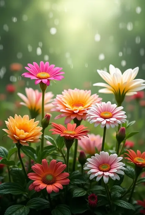 Flowers after the rain、 Hi-Res, accurate, Best Quality,  High Details , 